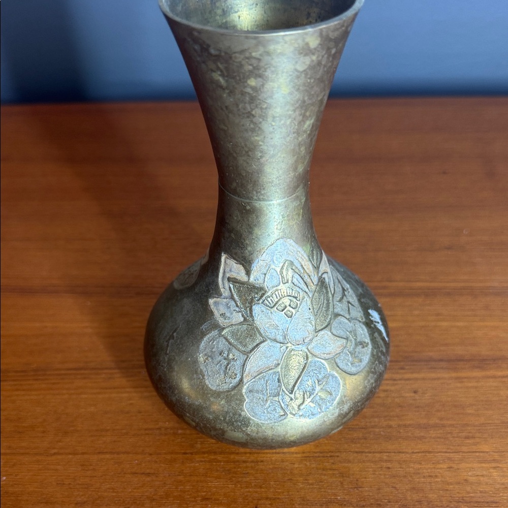 Vintage Brass Floral Vase - Picture 2 of 9